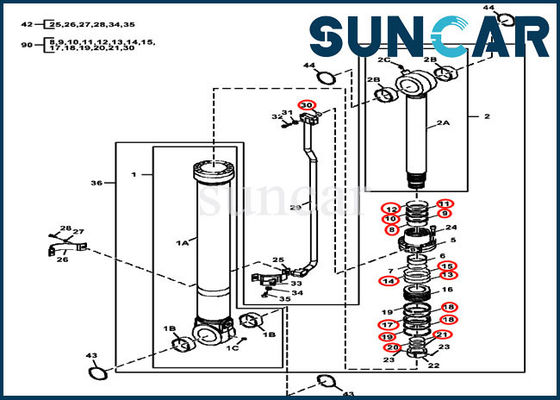 FYA00010735 ชุดบริการรถขุด John Deere ส่วนประกอบกระบอกสูบไฮดรอลิก