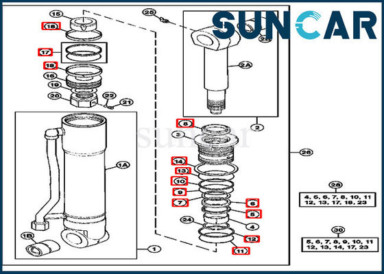 4369769 John Deere Arm Sealing Kit ชุดซ่อมไฮดรอลิกสำหรับชิ้นส่วนเครื่องจักรก่อสร้าง 290D