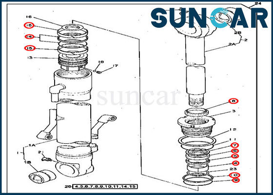 4369721 Bucket Cylinder Seal kit รถขุด 290D John Deere Replacement Kits