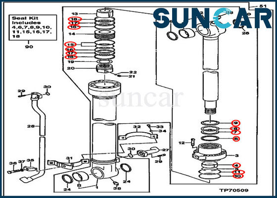 AH155040 ชุดกระบอกสูบไฮดรอลิก Deere Seal Kits เหมาะกับ 160LC 350GLC 350DLC Excavator