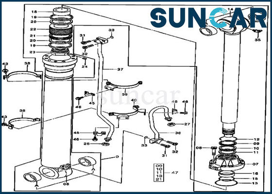 9257552 Arm Cylinder Seal Kit Deere 450CLC 450LC Excavator ชุดซีลน้ำมันไฮดรอลิก