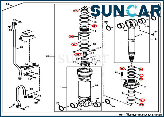 แขนกระบอก 4S00930 Deere Replacement Seal Kit เหมาะกับ 350DLC 350GLC JOHN DEERE Heavy Equipment