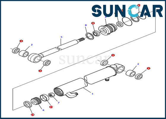 878000501 DELUXE Arm Cylinder Sealing Kit Komatsu Excavator PC15R-8 ชิ้นส่วนภายในไฮดรอลิก