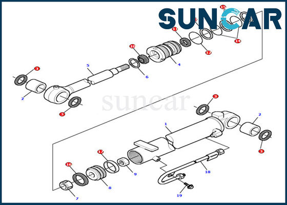 PC15R-8 Komatsu Excavator ชุดบริการชิ้นส่วนไฮดรอลิก 878000502 Boom Cylinder Seal Kit