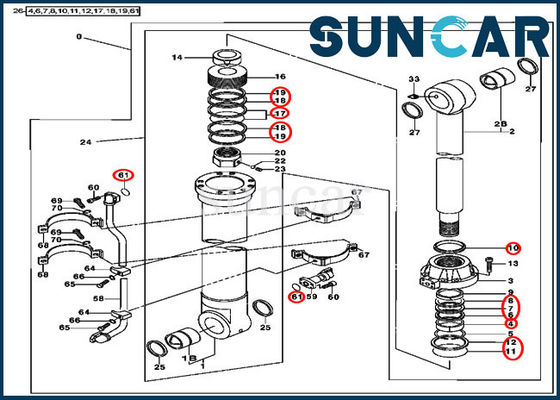 AT314427 ชุดกระบอกสูบไฮดรอลิกชุดซีลรถขุดเหมาะกับ 450LC John Deere Parts