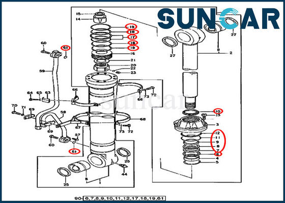 AT196471 Boom Cylinder Seal Kit ชุดบริการสำหรับ 450CLC 550LC Deere Models Equipment