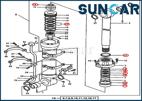 ชุดซีลน้ำมันกระบอกไฮดรอลิก 4438690 ชุดซีลถังเหมาะสำหรับ 550LC John Deere Models