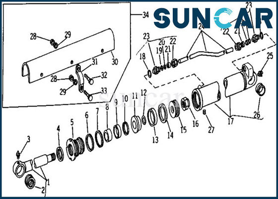 AR105312 ชุดซ่อมกระบอกไฮดรอลิก John Deere 690 690B Bucket Sealing Kit