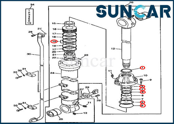 AT192097 John Deere Bucket Cylinder Replacement Seal Kit ชุดซ่อมรถขุด