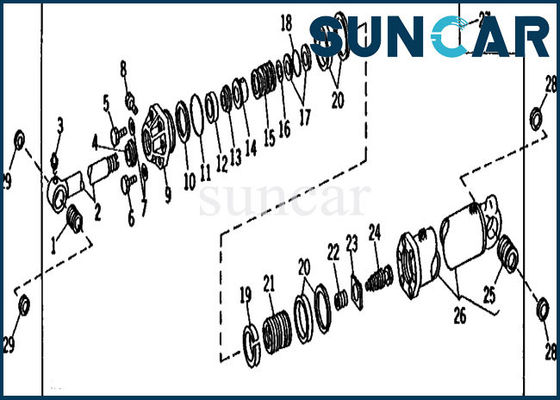 AT45305 ชุดซีลกระบอกสูบถัง 890 John Deere Excavator Seal Repair Kits