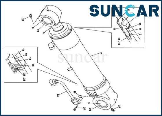 LZ00456 Boom Cylinder Seal Kit เหมาะกับ CASE CX135SR รถขุดตีนตะขาบ assy ชุดซ่อมภายใน