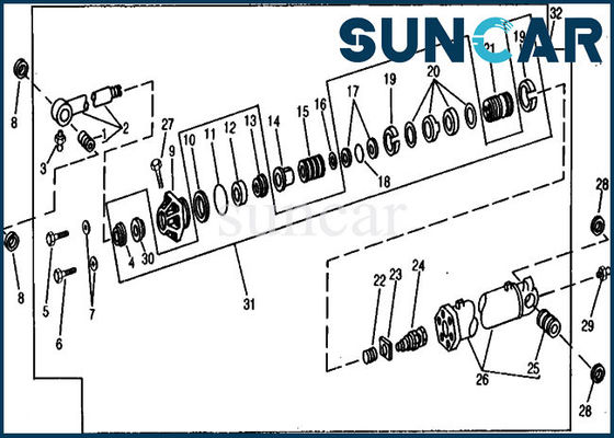 RE21196 ชุดกระบอกไฮดรอลิกชุดบริการถังเหมาะกับ 990 John Deere Equipment Parts
