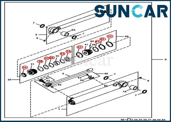 FYD00005421 ชุดถังไฮดรอลิก CYL Seal Kit สำหรับส่วนประกอบกระบอกสูบ John Deere 35G