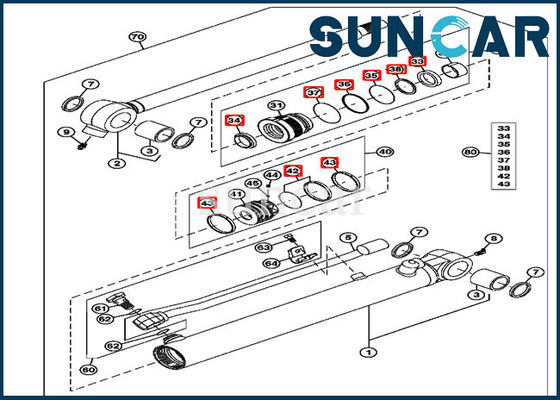 4652138 ชุดซ่อมกระบอกสูบกระบอกสูบไฮดรอลิกเหมาะกับก้าน 35 มม. 55 มม. Bore JOHN DEERE