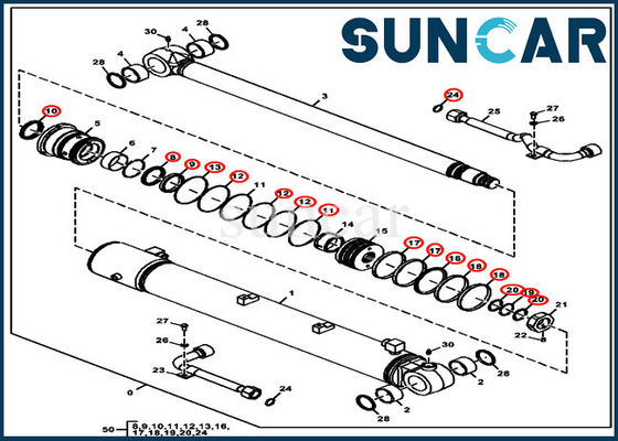 FYD00006229 Deere Seal Kits ชุดเปลี่ยนกระบอกสูบบูมสำหรับรถขุด 75G