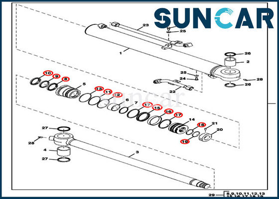 75D 75G Excavator FYD00000078 Deere Bucket Repair Kits ชุดซีลน้ำมันกระบอกไฮดรอลิก