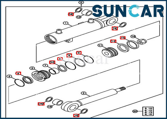 4632462 ชุดใบมีดกระบอกซีล Deere 75C 85G Excavator Replacement Service Kits
