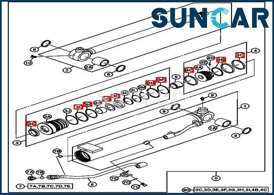 17D JOHN DEERE 4667615 Boom Repair Seal Kit เหมาะกับ 35 MM Rod 60 MM Bore Cylinder