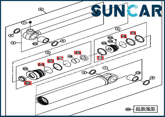 4667619 John Deere Swing Cylinder Repair ชุดซีลน้ำมัน 17D Excavator Hydraulic Service Kit