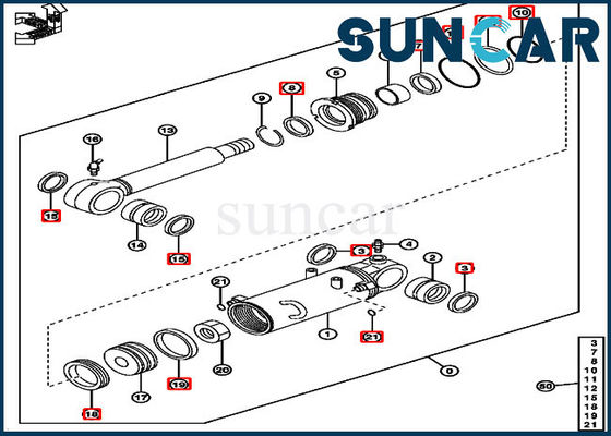 50D Deere Blade Cylinder Kit 4622067 Excavator ชุดบริการเปลี่ยนไฮดรอลิก
