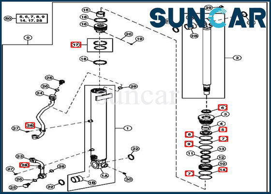 4634038 ชุดซ่อมซีลกระบอกสูบบูมทดแทน John Deere Wear Resistance Kits