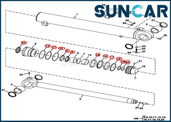 JOHN DEERE FYD00000072 Arm Cylinder Seal Kits ชุดซีลซ่อมรถขุด