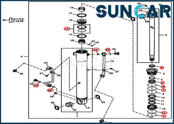 4687559 Boom Cylinder Seal Repair Kit ชุดเปลี่ยนสำหรับ John Deere 60D