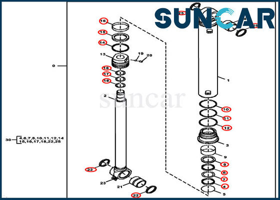 ชุดซีล 60G Deere FYD00003234 ชุดบริการกระบอกไฮดรอลิกบูมสวิง