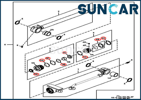 กระบอกไฮดรอลิกมุมใบมีด 4614062 ชุดซีลน้ำมันเหมาะสำหรับ 60D 60G John Deere Machinery Sealing