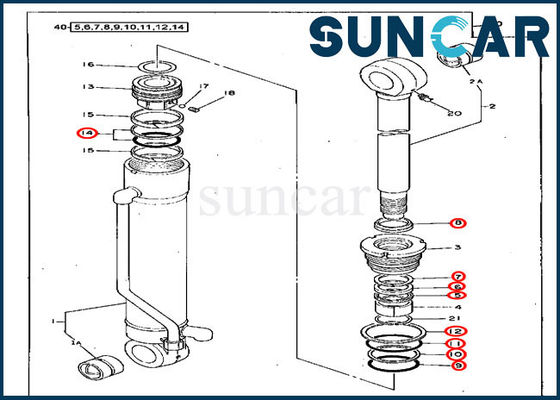 4217003 Arm Cylinder Seal Kit ชุดบริการเปลี่ยนสำหรับ John Deere Excavator 70D