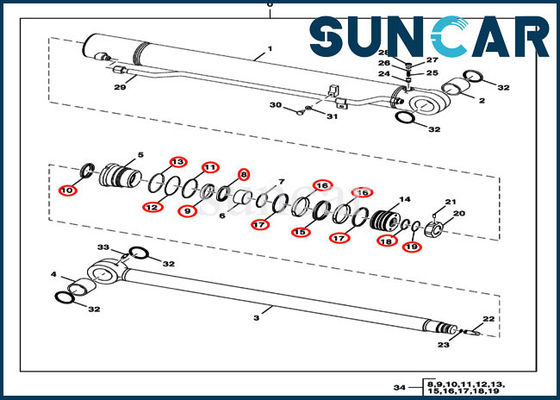 FYD00000077 Deere Arm Repair Seal Kit Excavator ชุดบริการกระบอกไฮดรอลิก