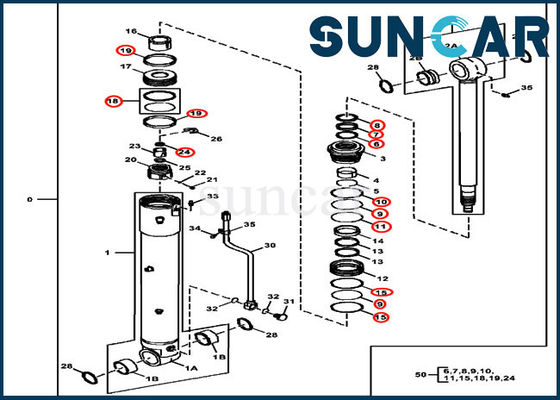 4696459 ชุดซีลซ่อมกระบอกสวิง Deere 85D 85G ไฮดรอลิก CYL Oil Seal Kits