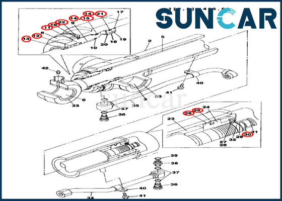 รถขุดตีนตะขาบ LZ00471 Offset Arm / Dipper Cylinder Seal Kit สำหรับ CX75SR CX75C SR CASE