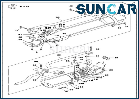 CX470C CASE ชิ้นส่วน OEM LZ010160 Dipper Cylinder Repair Seal Kit ชุดสร้างใหม่ไฮดรอลิก