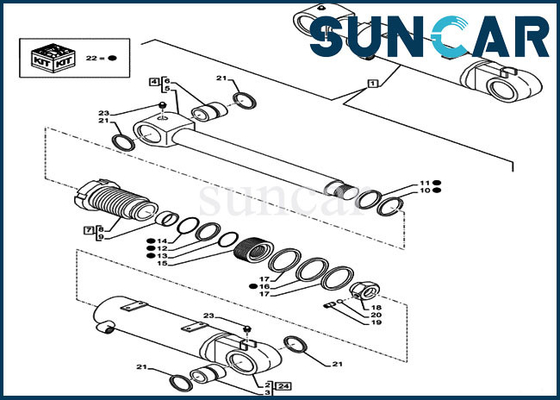 LZ012050 ชุดซ่อมกระบอกยกใบมีด CX80C CX75C SR Case Crawler Excavator Seal Kit