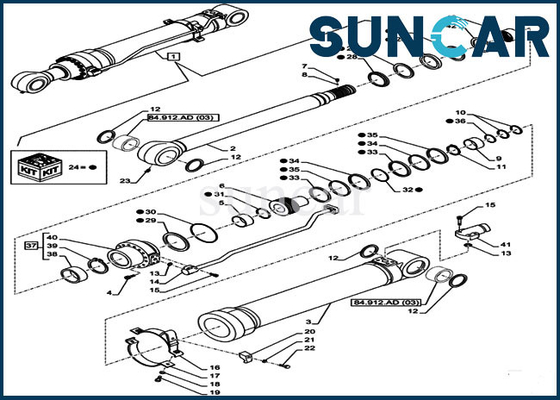 ความต้านทานการสึกหรอ LZ011260 Arm Cylinder Sealing Kit เหมาะกับ CASE CX210D LC LR CX250D LC