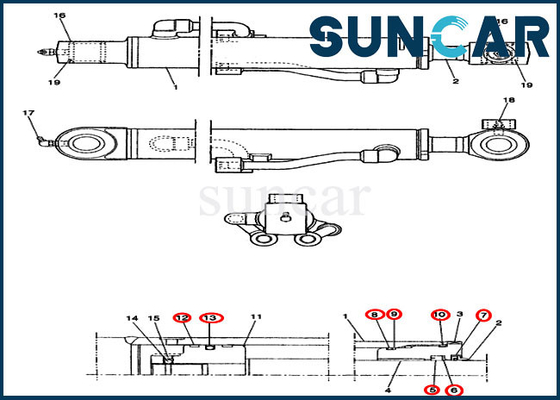 PE01V00003R100 ชุดซ่อมกระบอกสูบถังสำหรับรถขุด CX14 Case Machinery