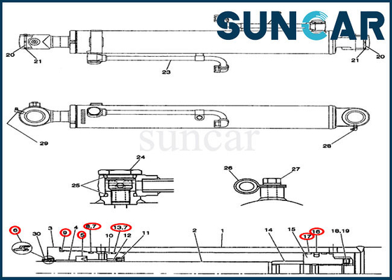 CX36 ชุดซ่อมบูมซีล PX01V00030R300 Case Cylinder Seal Replacement Kits