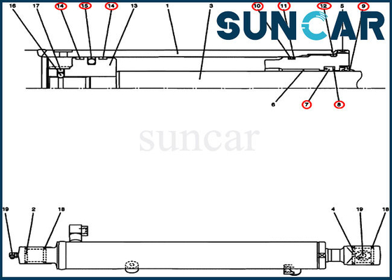 PU01V00035R300 กระบอกไฮดรอลิกซ่อมชุดซีลรถขุด CX17B Case Replacement Kits