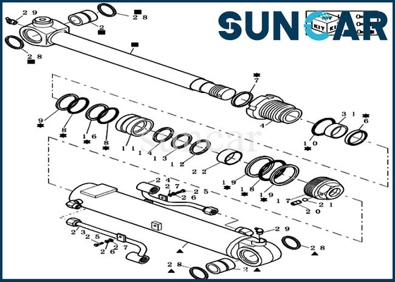 72282781 Bucket Seal Kit Case ชุดซ่อมกระบอกสำหรับ CX20B CX22B Mini Crawler Excavator