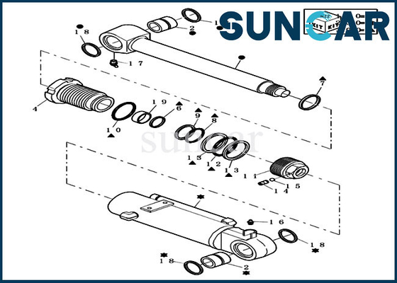 72280268 รถขุดตีนตะขาบขนาดเล็ก CX20B CASE Dozer / Swing Cylinder Replacement Seal Kit