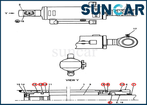 PV01V00047R300 Blade Cylinder Service Kit รถขุด CX27B Case Dozer Replacement Seal Kit