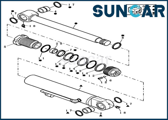CX31B Bucket Repair Seal Kit 72280251 ชิ้นส่วนอะไหล่กระบอกสูบรถขุดตีนตะขาบขนาดเล็ก