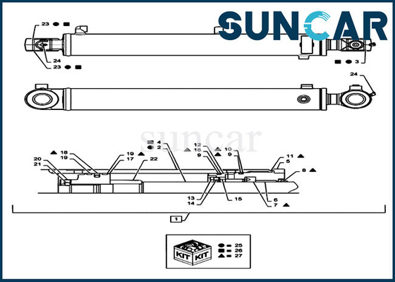 Boom Seal Kit PX01V00069R300 ชุดบริการกระบอกสูบสำหรับรถขุด CX36B Case Machinery