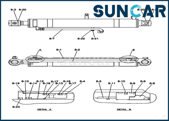 PY01V00043R400 ชุดซ่อมซีลกระบอกไฮดรอลิก CX50B Case Compact Excavator Boom Seal Kit
