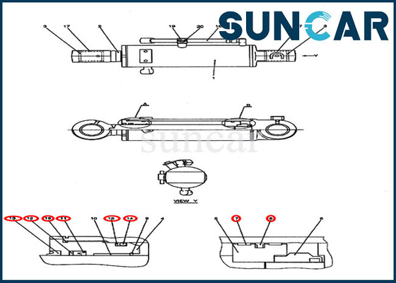 ชุดซีลไฮดรอลิกแบบสมบูรณ์ PY01V00040R300 Dozer Cylinder Sealing Kit สำหรับ CX50B Repair Case Parts