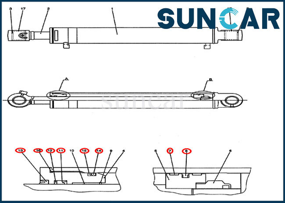 PH01V00031R300 Swing Cylinder Seal Kit ชุดซ่อมชุดซ่อมเหมาะกับ CX50B Excavator CASE Machine Seal