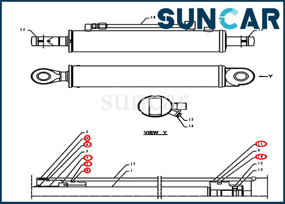 PH01V00006R100 ชุดซีลกระบอกมุม Dozer Service Kit เหมาะกับรุ่นเคส CX55BMSR CX55B