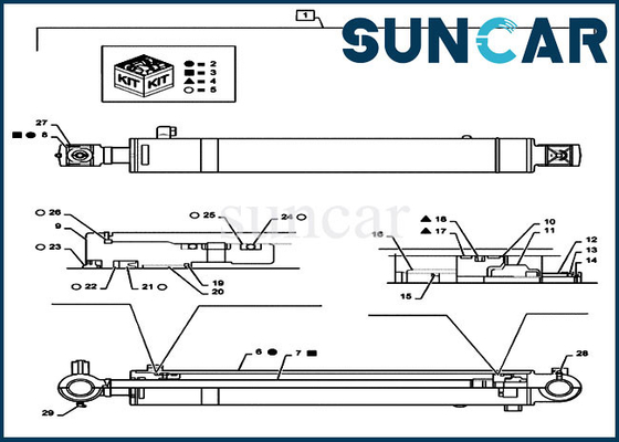 PS01V00002R400 Arm Cylinder Piston Rod Seal Kit เหมาะกับ CASE รถขุดตีนตะขาบรุ่น CX55B