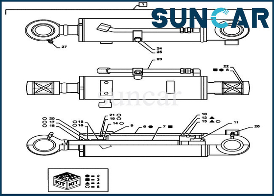 รถขุดตีนตะขาบขนาดเล็ก PS01V00005R300 Dozer Cylinder Piston Seal Kit CX55B Case Seal Repair Kits